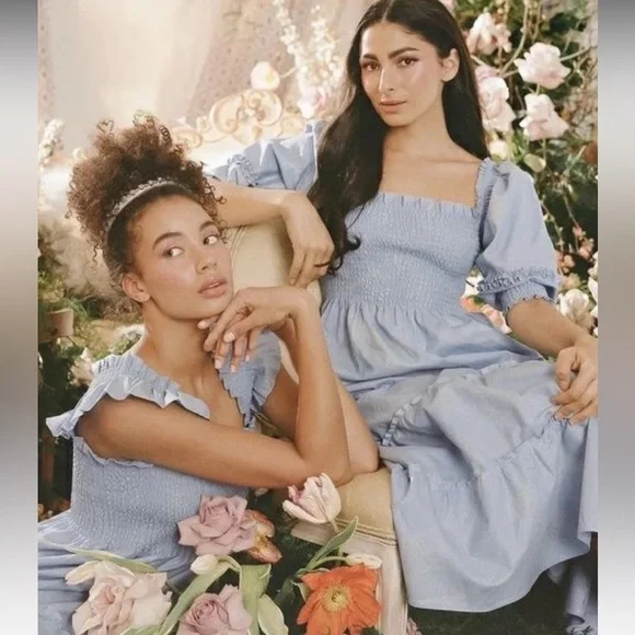 Hill House Nesli Nap Dress in Light Blue Glitter Check Large - Picture 2 of 6